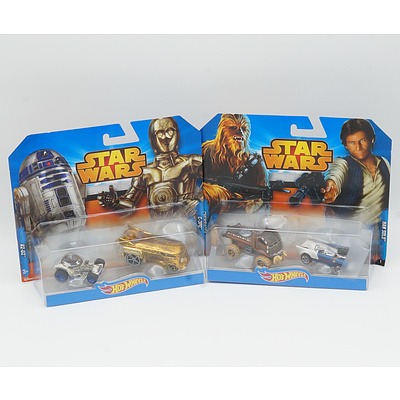 Four Star Wars Character Cars, Including Han Solo, C-3PO, R2-D2, Chewbacca