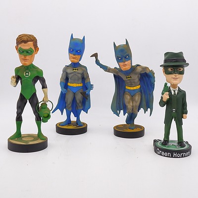 Group of DC Comics Head Knockers Figurines, Including Batman, Green Lantern and Green Hornet