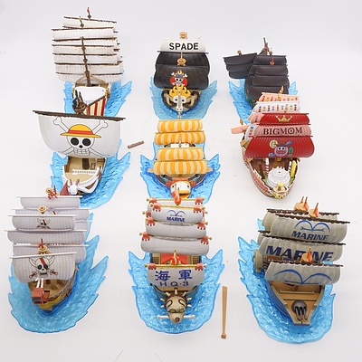 Group of One Piece Model Ships