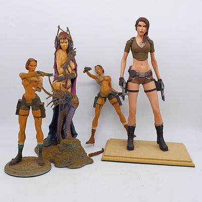 Group of Figurines, Including Lara Croft and More
