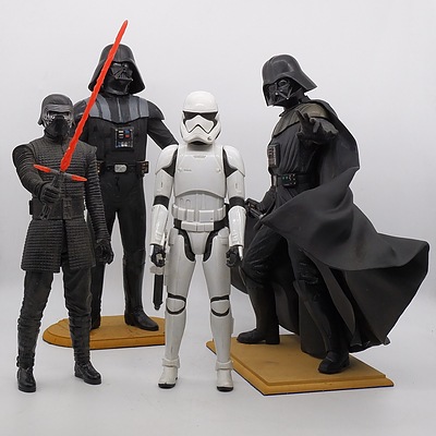 Group of Star Wars Figurines, Including Darth Vader, Kylo Ren and Storm Trooper