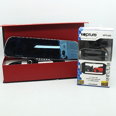 Rear View Mirror With Vehicle Traveling Data Recorder and A Kapture Dash Cam Car DVR