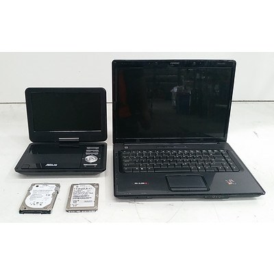 Lot of Assorted IT Equipment - Laptop, Hard Drives & Portable DVD Player
