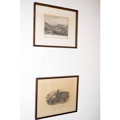 Two Small Framed Early Engravings and A Print of Planisphere Terrestre After Pierre Vander 1700