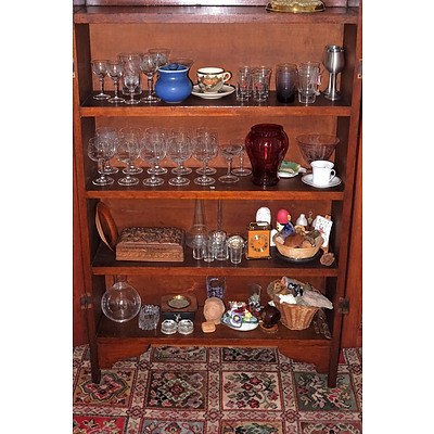 Contents of The Leadlight Bookcase Being Four Shelves of Various Collectables and Ornaments As Shown