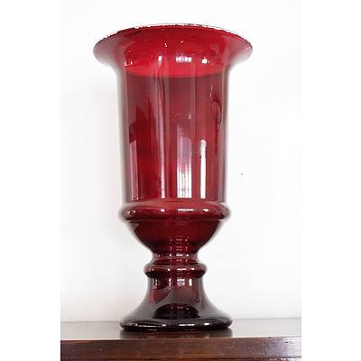 Large Antique Ruby Painted Glass Vase