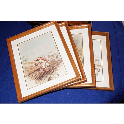 A Set of Four Framed Australiana Prints After ST Gill and An Original Abstract Signed Jane Dickins
