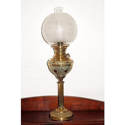 Antique American Brass Oil Lamp