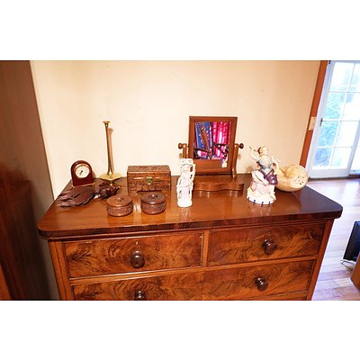Various Ornaments From The Top of The Chest As Shown Including A Small Victorian Mahogany Shaving Mirror