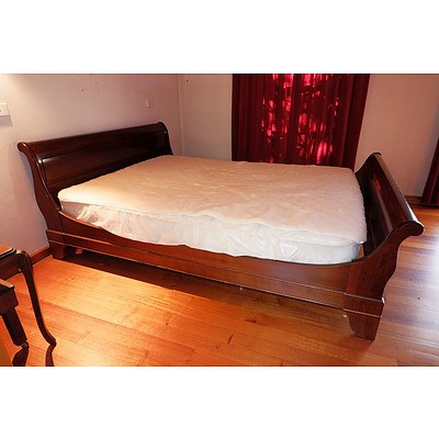 An Antique Style Queen Sleigh Bed Late 20th Century