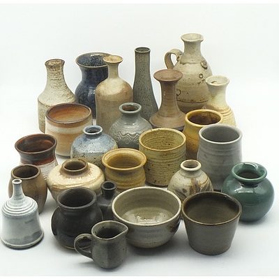 A Group of Australian Studio Pottery, Including Drinking Vessels, Bowls and Vases