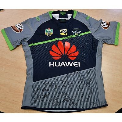 Player Cut 2016 Away Canberra Raiders Jersey Signed by the Team Donated by Jack Wighton
