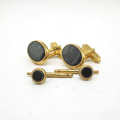 Set of Gold Plated Cufflinks and Dress Studs