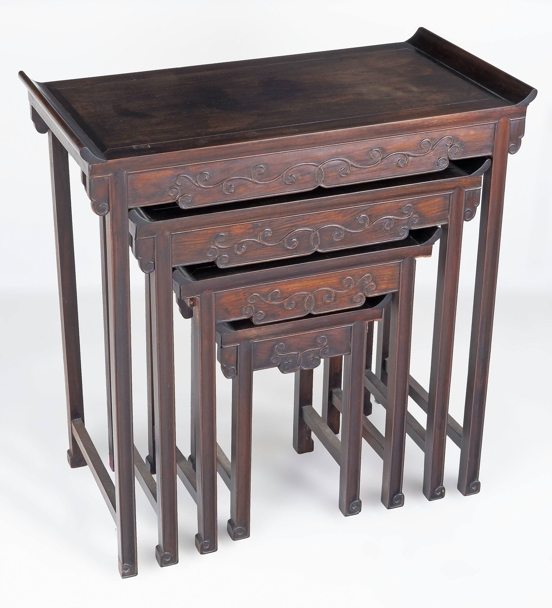 'Set of Four Chinese Rosewood Nesting Tables, Mid 20th Century'