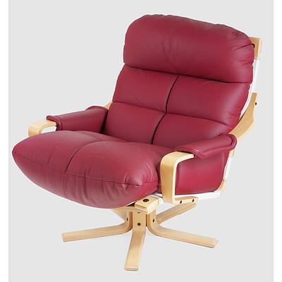 Tessa 'Atlantis' Reddish Maroon Leather Upholstered Lounge Suite Designed by Fred Lowen