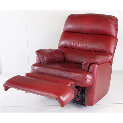 Moran Burgundy Leather Upholstered Reclining Armchair
