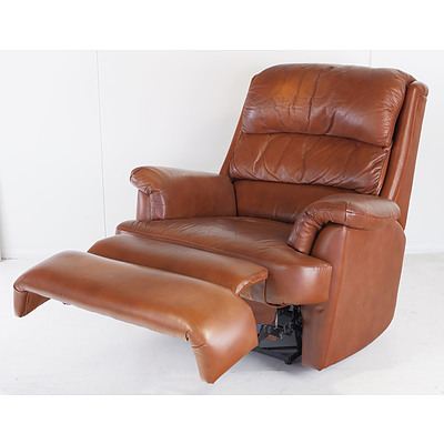 Moran Tan Leather Upholstered Reclining Armchair