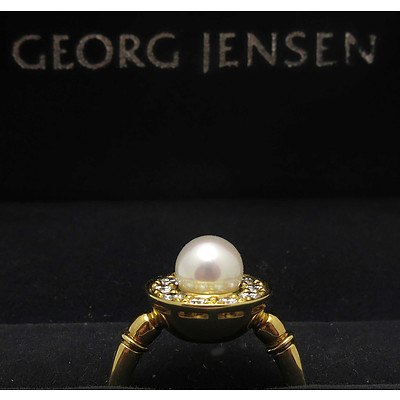 Georg Jensen Pearl & Diamond Ring