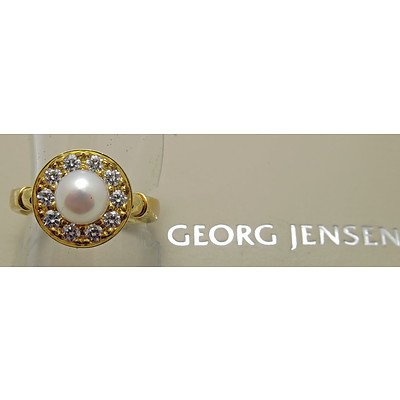 Georg Jensen Pearl & Diamond Ring