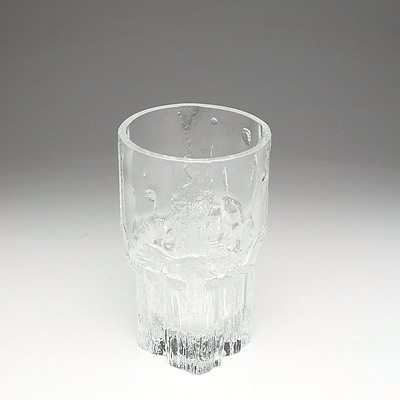 Signed Finnish Iittala 'Minerva' Glass Vase Designed by Tapio Wirkkala