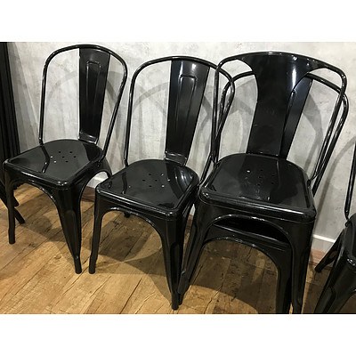 12 Black Metal Stackable Chairs