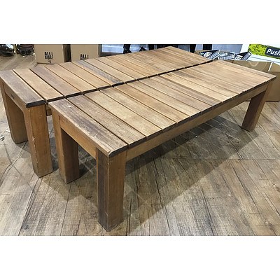 2 Solid Pine Timber Benches