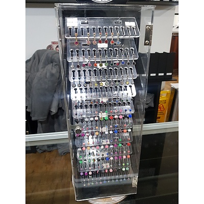 Assorted Body Jewelry and Display Case- Brand New RRP $3000+