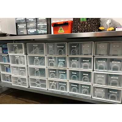 Storage Drawers with Contents including Medical & Piercing Instruments - RRP Over $5,000 - Brand New
