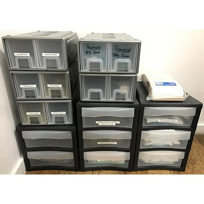 Storage Drawers with Contents including Medical & Piercing Instruments - RRP Over $5,000 - Brand New