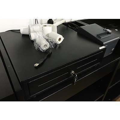 Cash Drawer & Epson Receipt Printer with Rolls