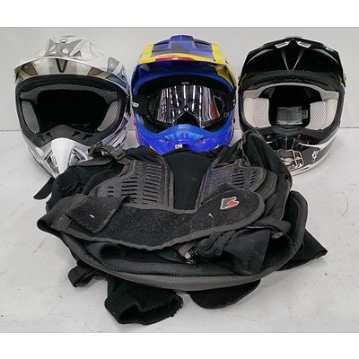 Fox Motocross Boots, X1Moto, Fox and Shift Motocross Helmets - Lot of Three