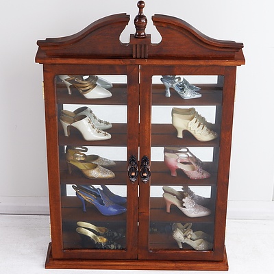 Display Case Full of Miniature Shoes