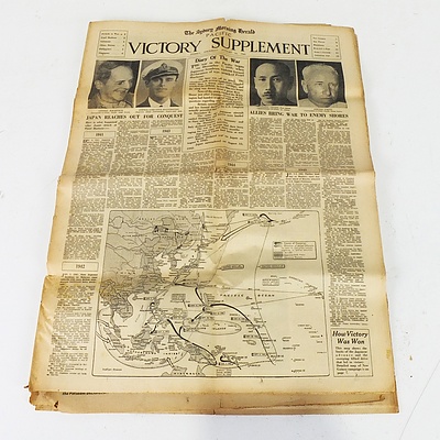 Three Original 1945 Peace Headline Australian Newspapers