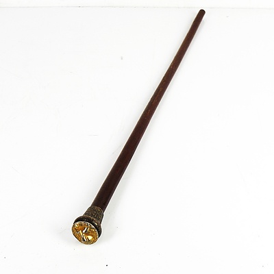 Vintage Swagger Stick with Decorative Brass Lion Head Pommel