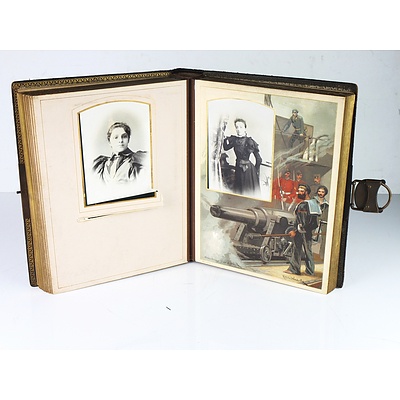 Antique Army and Navy Photo Album, With Various Photographs and Postcards