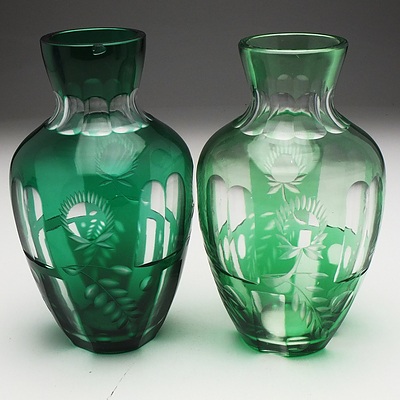 Pair of 20th Century Bohemian Cut Glass Vases