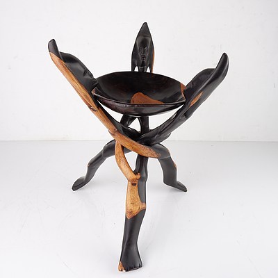 Carved African Intertwined Raised Bowl