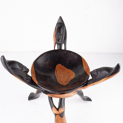 Carved African Intertwined Raised Bowl