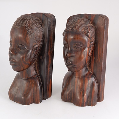 Carved Macassar Wood Bookends