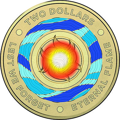 2018 $2 AlBr C Mintmark Coin - Lest We Forget - Eternal Flame