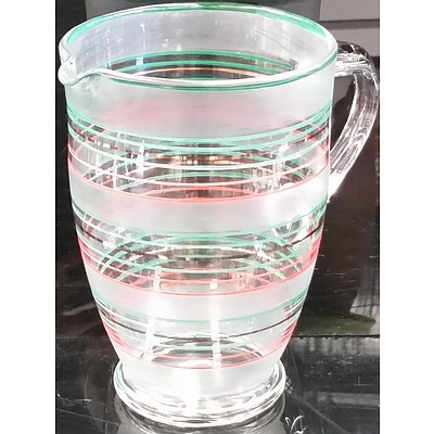 Seven Piece Painted Glass Drinkware Set