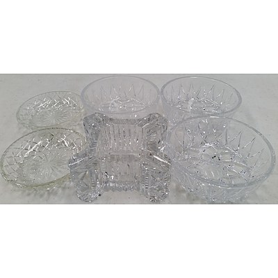 Six Piece Tea Setting and Selection of Glassware