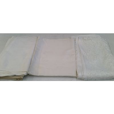 Lace, Line and Cotton Table Cloths - Lot of 12