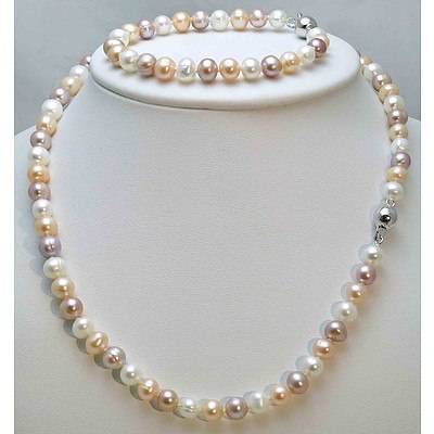 Cultured Pearl Necklace & Bracelet Set