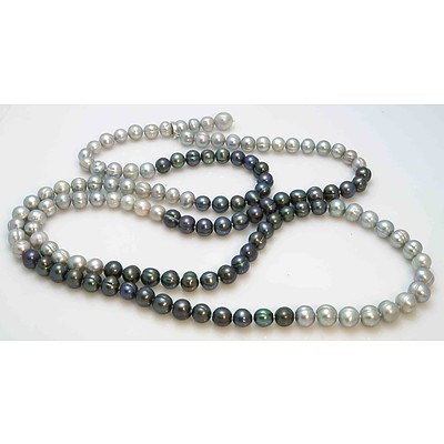 Extra Long graduated colour Pearl Necklace