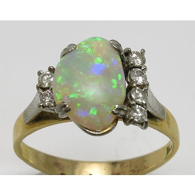 18ct Gold Australian Opal & Diamond Ring