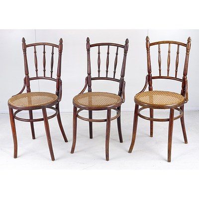 Three Fischel European Bentwood Chairs Circa 1900