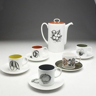 Susie Cooper Demitasse Setting for Four with an Additional Susie Cooper Pair of Another Pattern