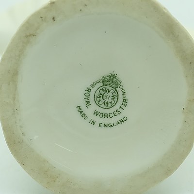 English Royal Worcester Cabbage Leaf Pattern Creamer Jug and Suger Bowl