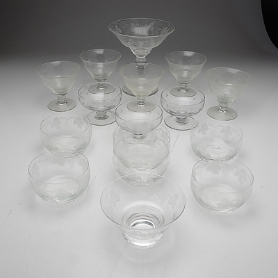 Large Group of Cut Crystal and Glass Comports and Bowls, Including Stuart